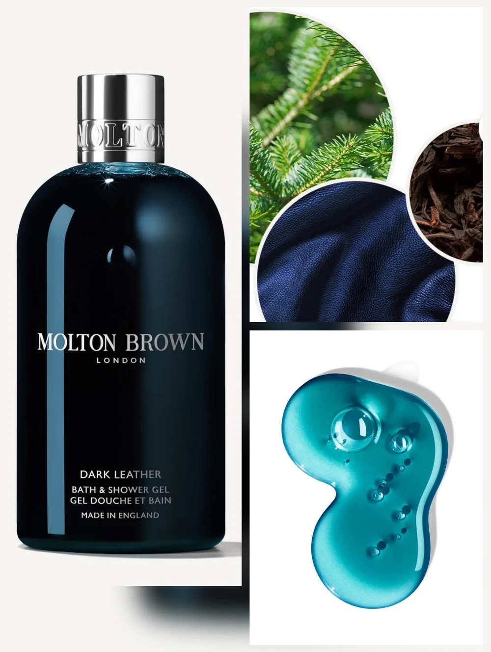 New Molton Brown Dark Leather Bath & Shower Gel 10fl. oz. - Picture 2 of 3
